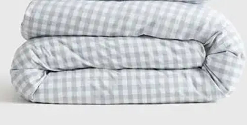 Quince - Duvet Cover - Full/Queen - Grey Gingham - Organic Percale Cotton